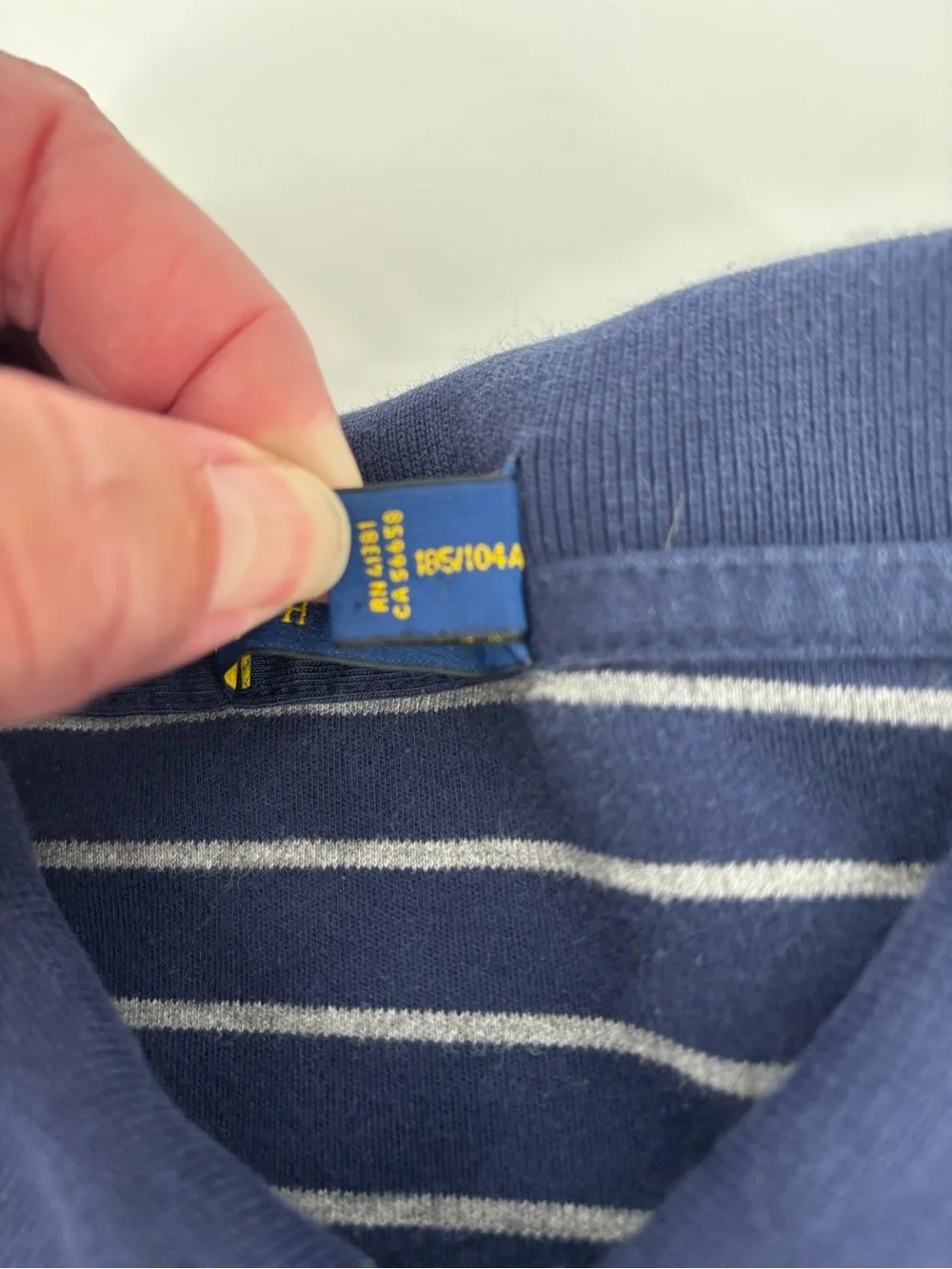 Polo Ralph Lauren Mens XL Flesh Pony Shirt Blue Striped Short Sleeve Polo Top